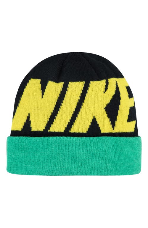 Nike Wordmark Colorblock Beanie In Blue