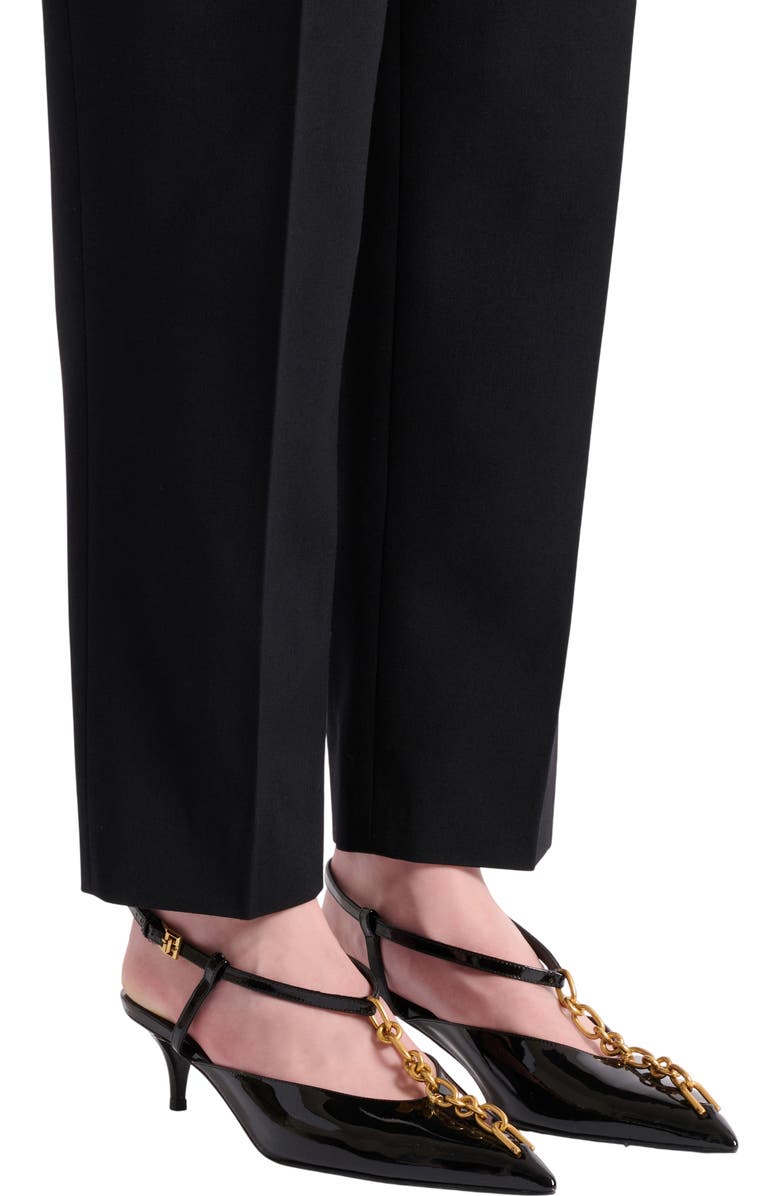 Balmain Sync chain kitten slingbacks in patent leather, Alternate, color, Black