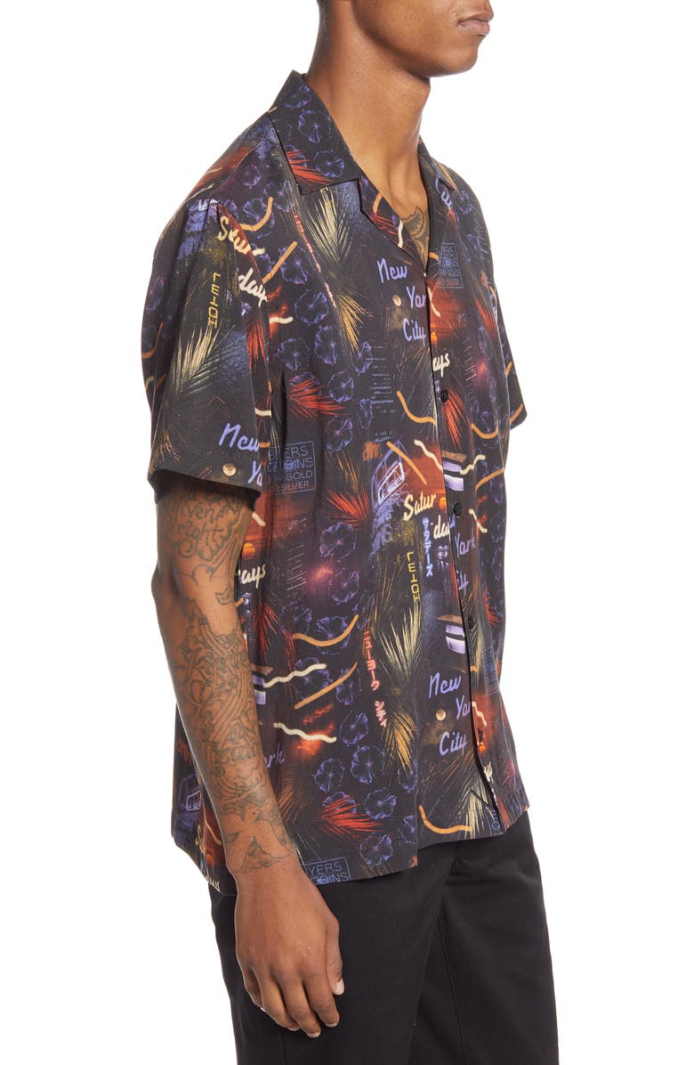 Saturdays NYC Canty Midnight Paradise Short Sleeve Button-Up Camp Shirt, Alternate, color,