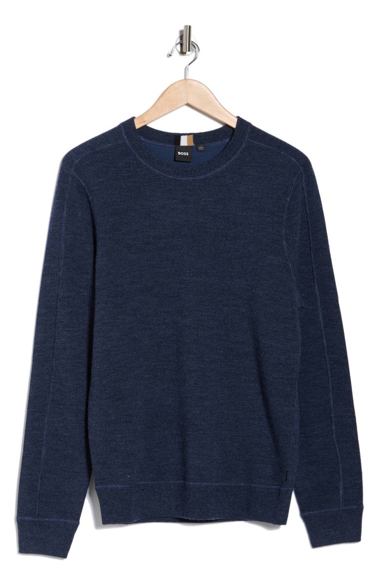 BOSS Onore Virgin Wool Sweater, Alternate, color, Dark Blue