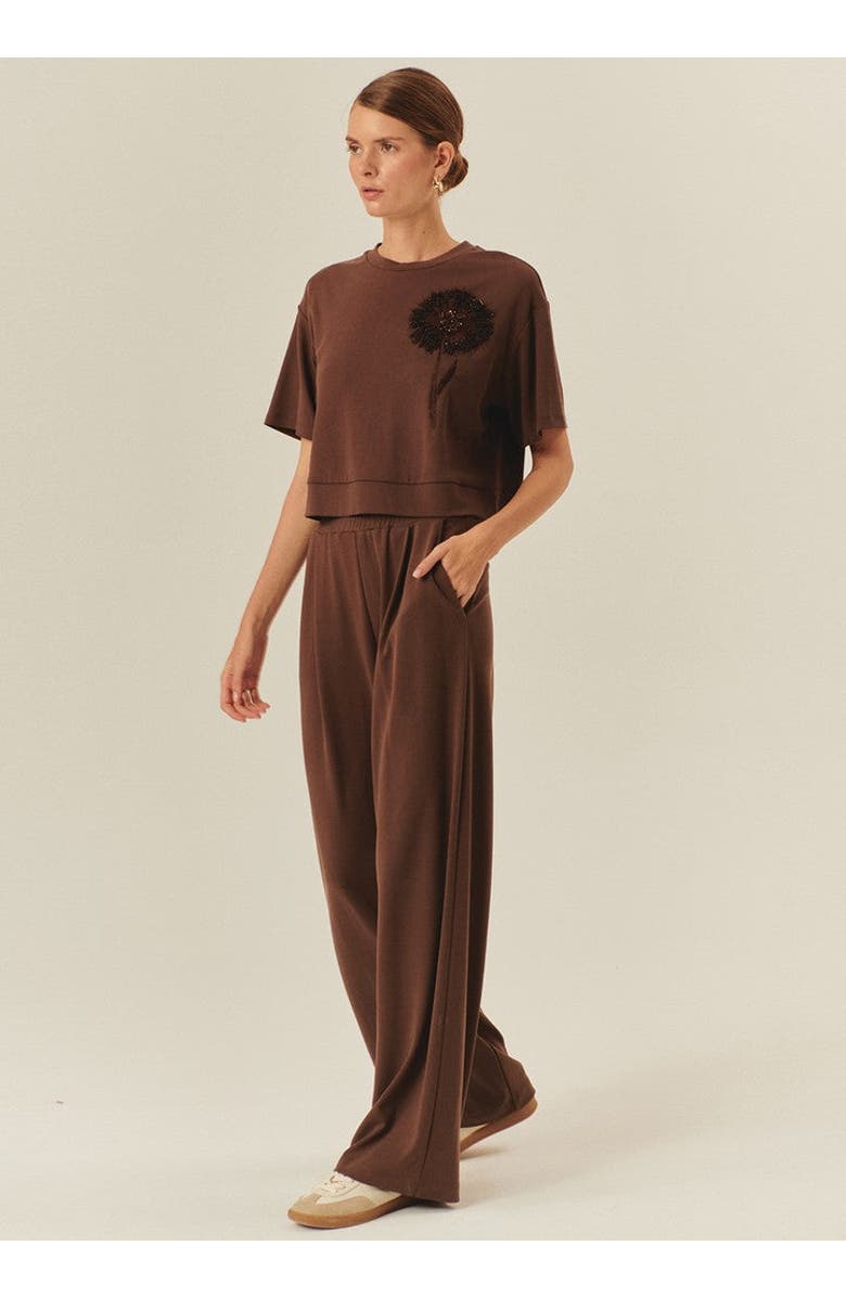 Exquise Kira Wide Leg Knit Pants, Alternate, color, Brown