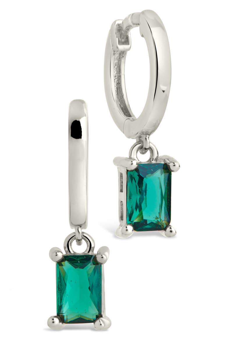 Cirilla CZ Drop Huggie Hoop Earrings, Main, color, SILVER