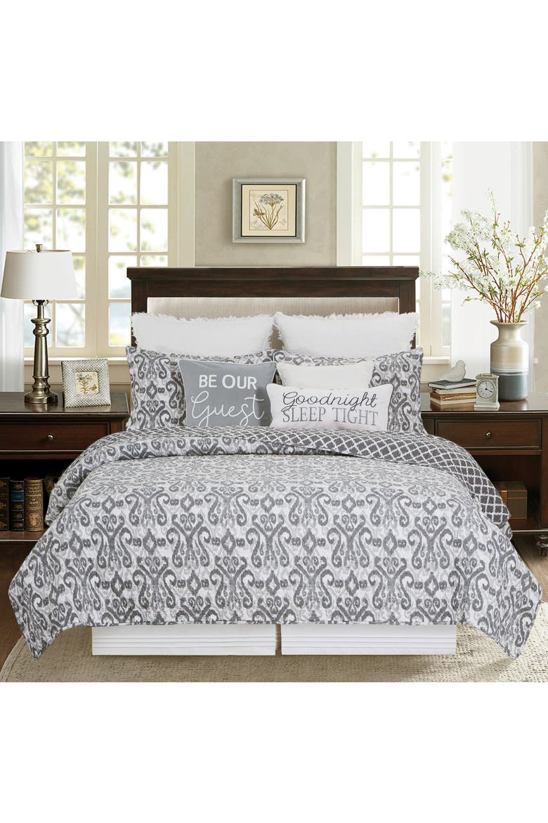 Heather Cotton Quilt Set - Reversible and Machine Washable, Alternate, color, Gray