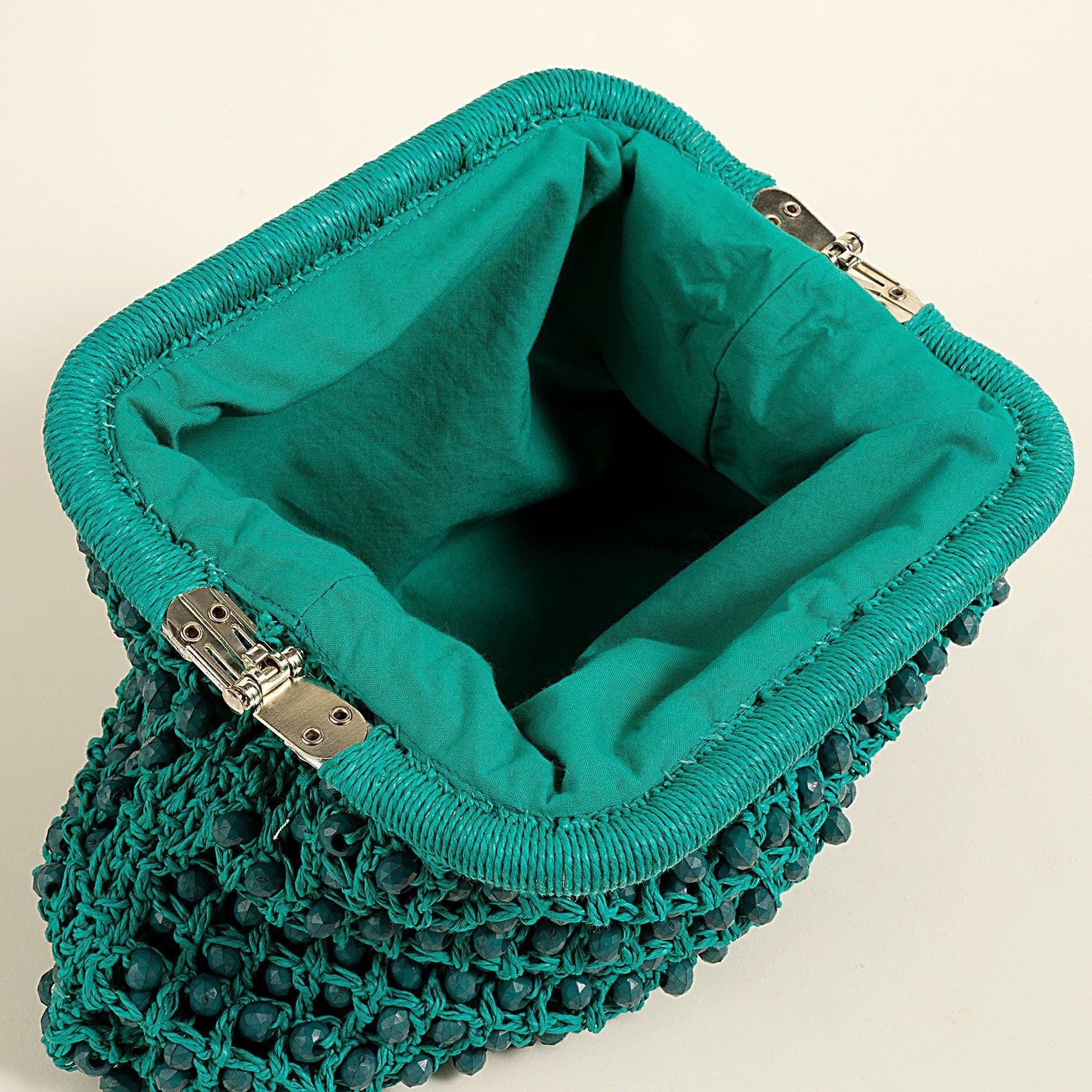 Zsa Zsa Zsu Delhi 100% Raffia Clutch Bag 10 x 6 In, Alternate, color, Green