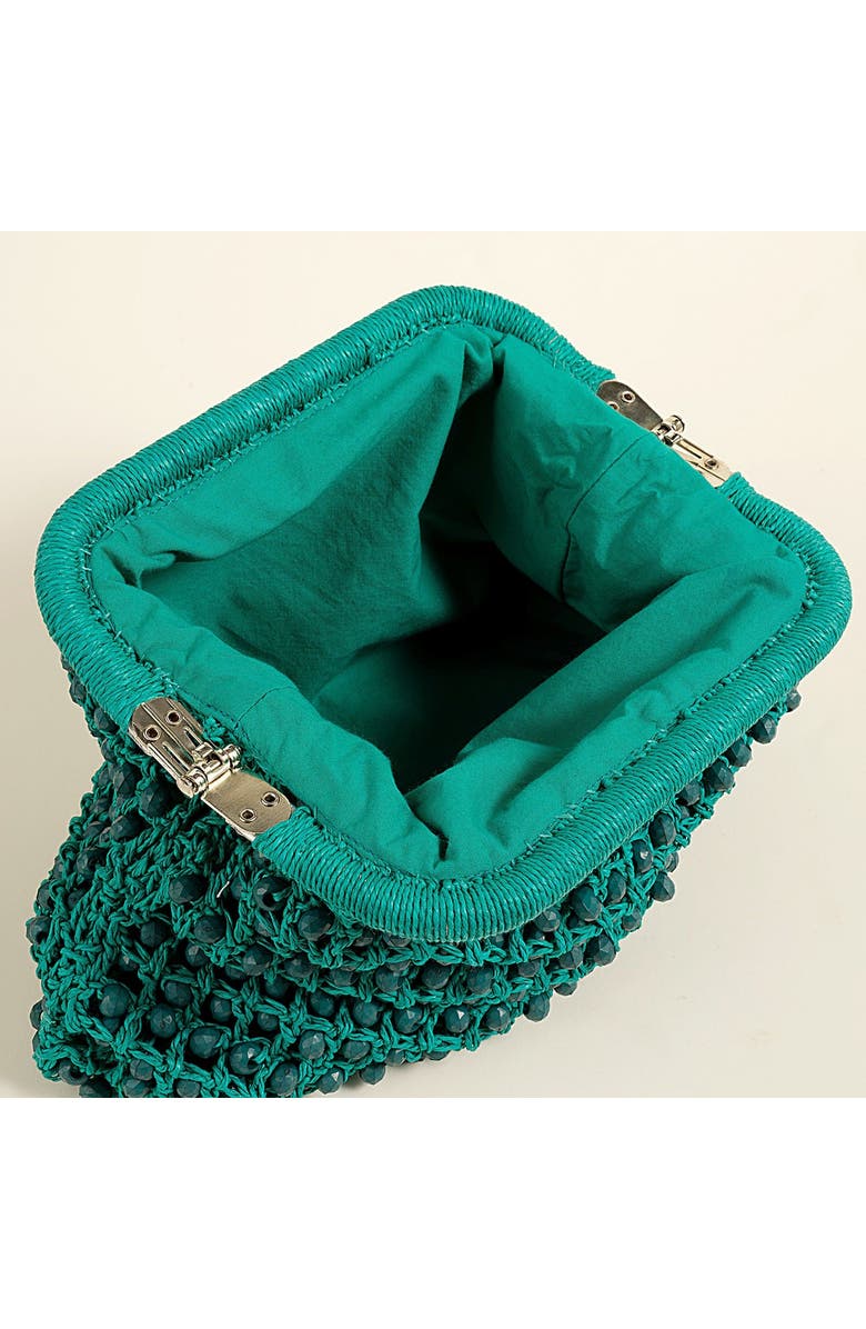 Zsa Zsa Zsu Delhi 100% Raffia Clutch Bag 10 x 6 In, Alternate, color, Green