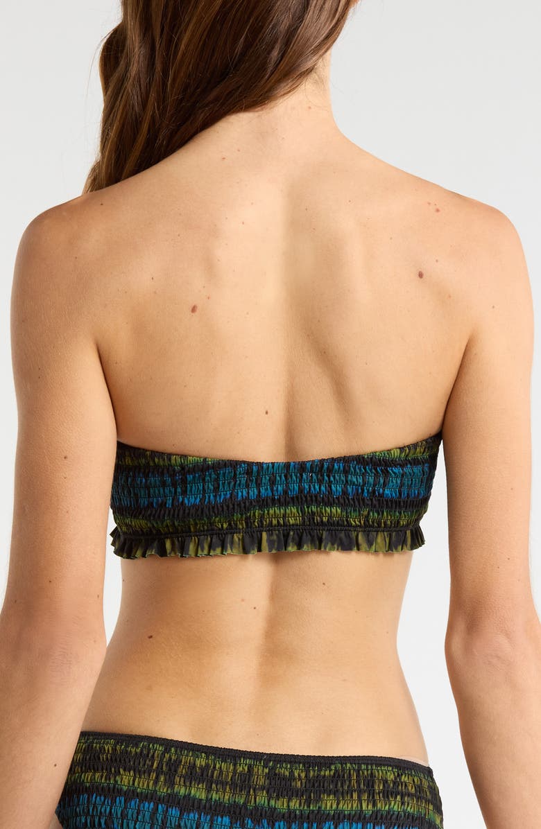 Ulla Johnson Marseille Tie Dye Smocked Bikini Top, Alternate, color, Lagoon