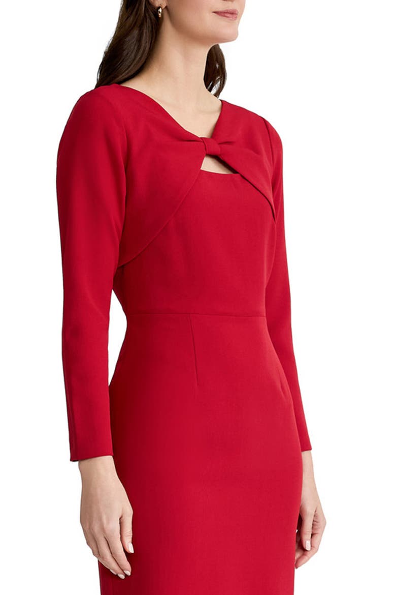 Twist Front Long Sleeve Sheath Dress, Alternate, color, FIRE RED