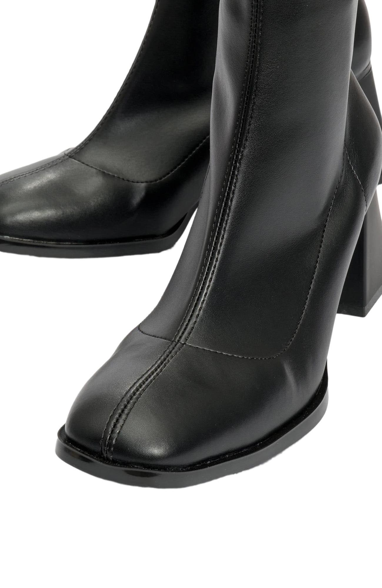 Prologue Shoes Plesa Chunky Heel Boot, Alternate, color, Black Faux Leather