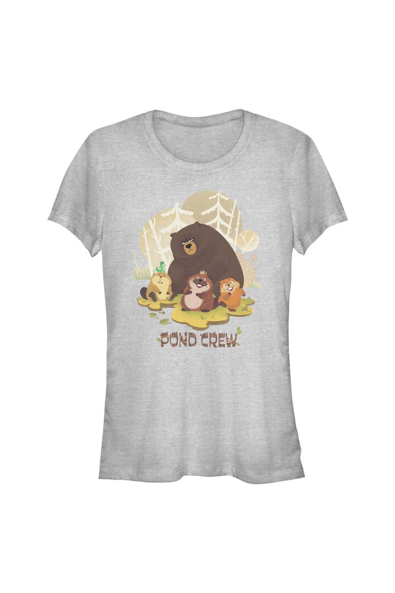 Junior's Hoppers Beaver Pond Crew  Graphic T-Shirt, Main, color, Athletic Heather