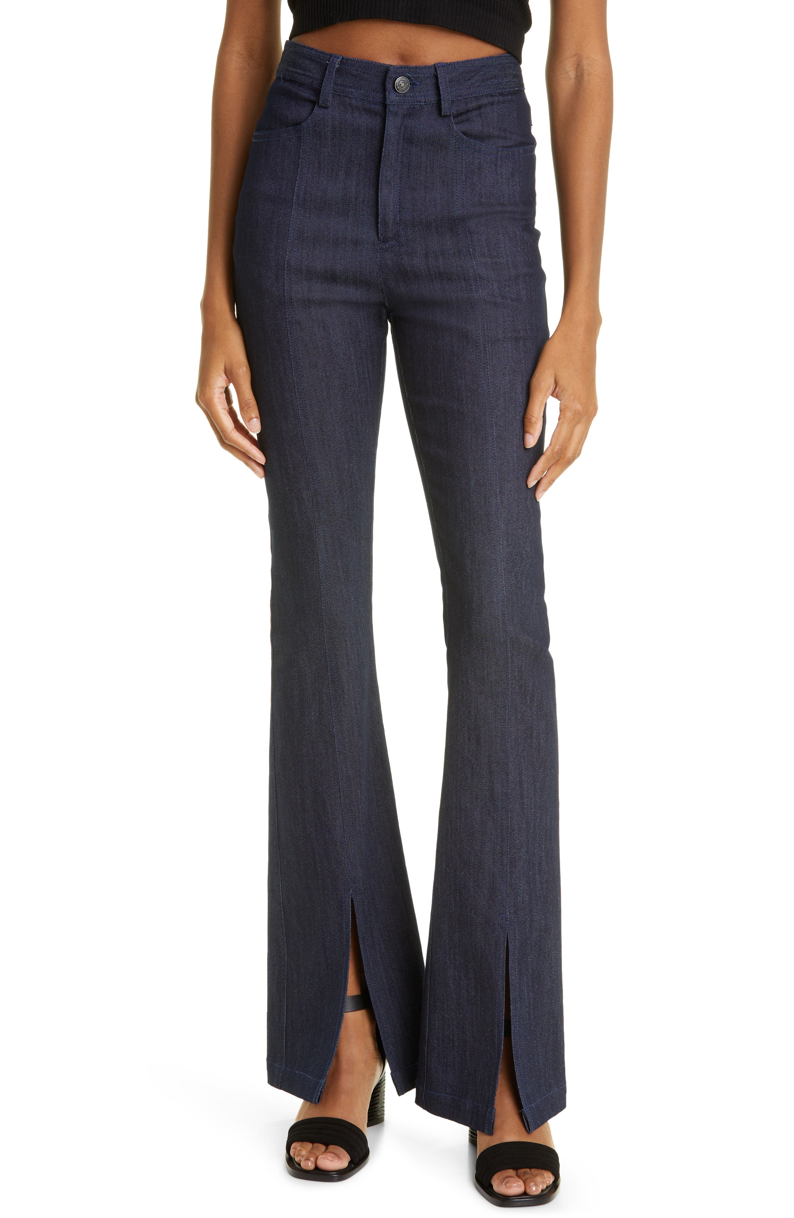 Cinq à Sept Shanis High Waist Split Hem Flare Jeans