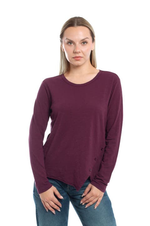 Long Sleeve Henley Mock Double Layer Tee