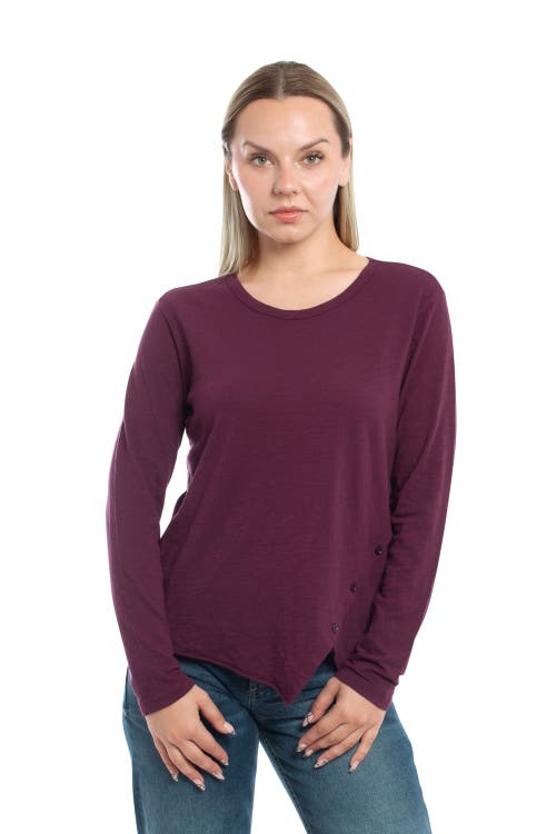 Wilt Clothing Long Sleeve Henley Mock Double Layer Tee In Purple