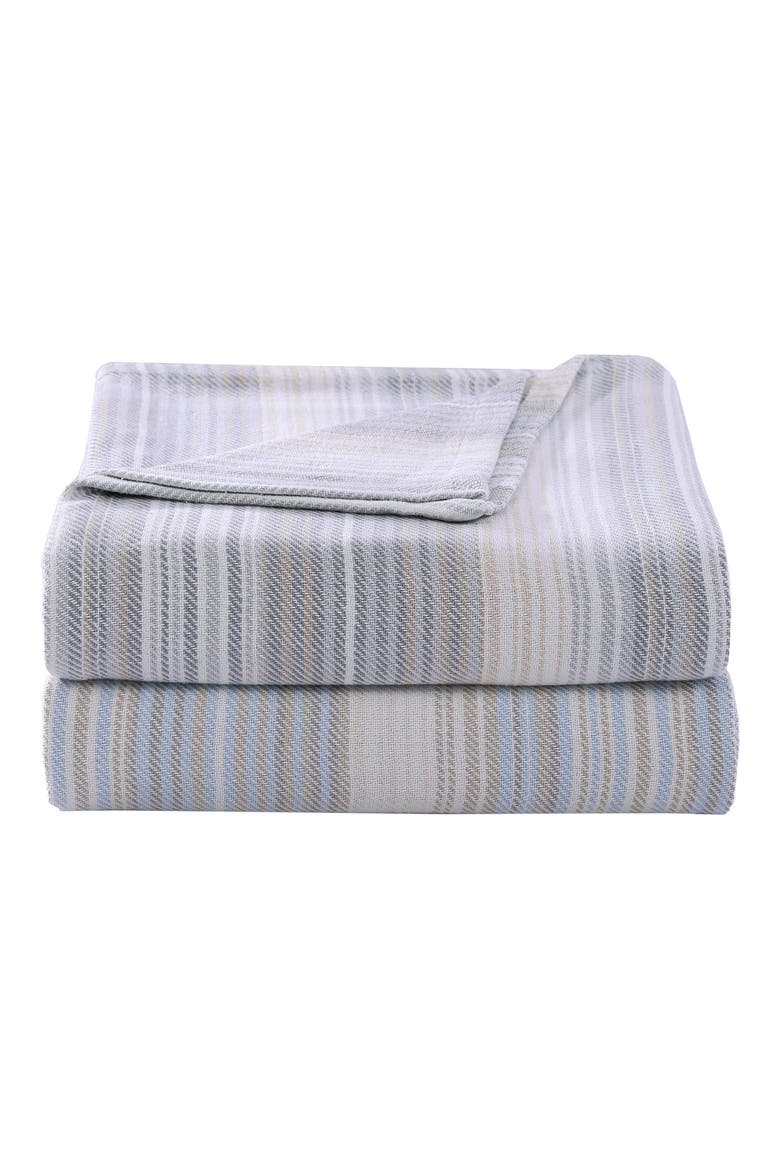 Sandy Shore Stripe Cotton Blanket, Main, color, DUNE