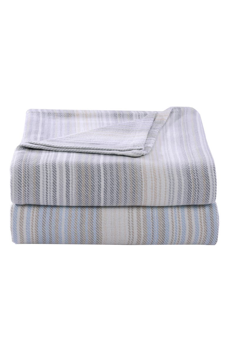 Tommy Bahama Sandy Shore Stripe Cotton Blanket, Main, color, Dune