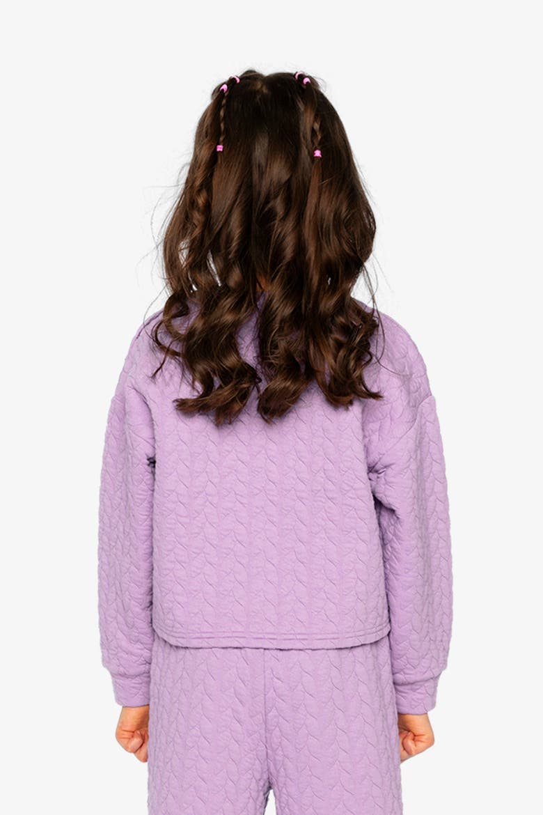Jacquard Diamond Quilted Button Shoulder Sweatshirt, Alternate, color, Purple