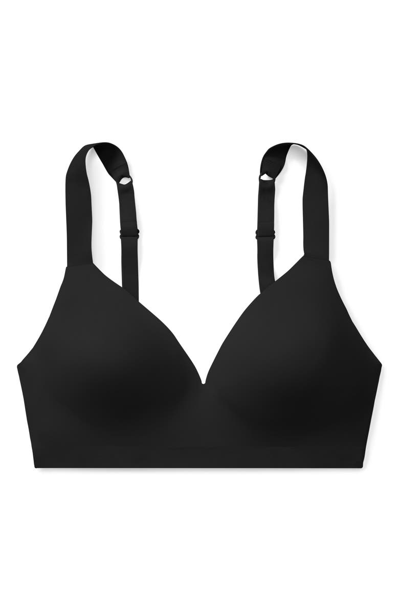 True & Co True Body Boost Wireless Hook Back Push-Up Bra, Alternate, color, Black
