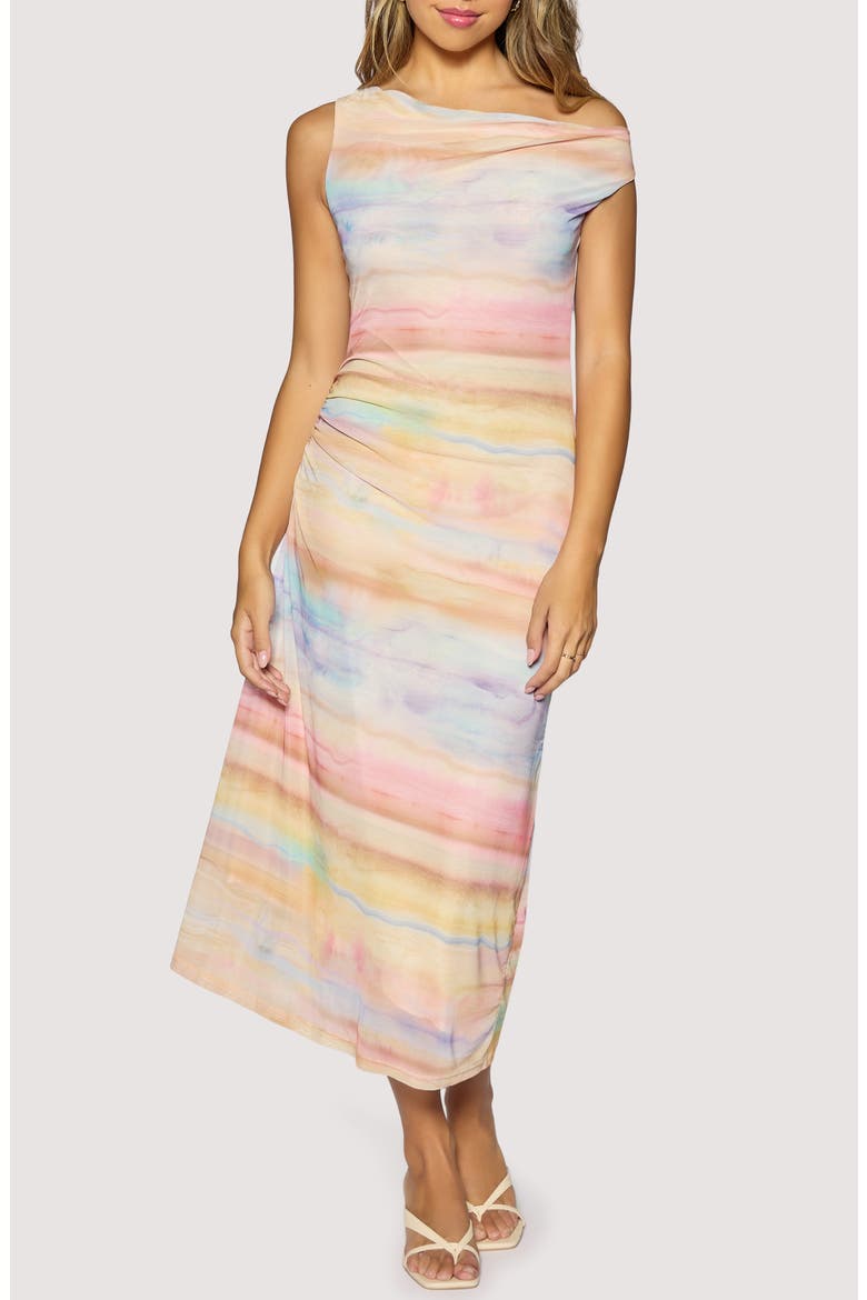Sunset Promenade One-Shoulder Maxi Dress, Main, color, ORANGE MULTI