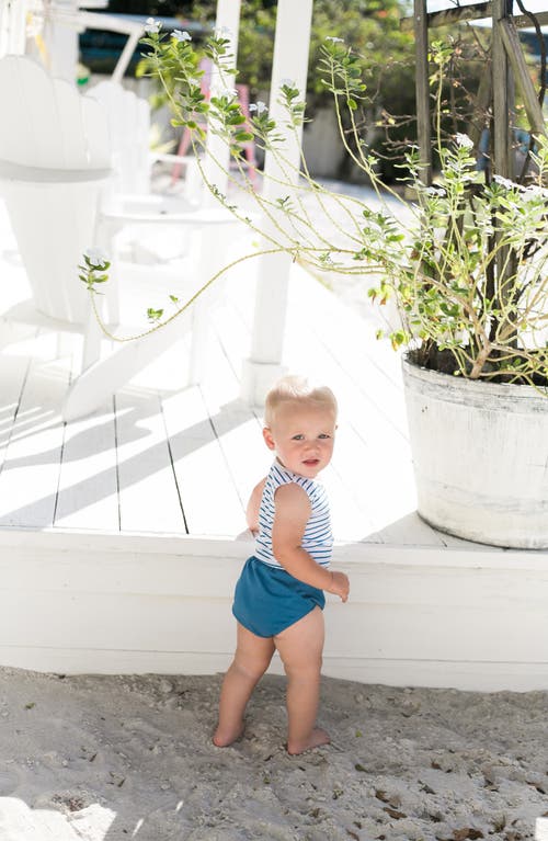 Maniere Manière Stripe Bodysuit & Bloomers Set In Blue