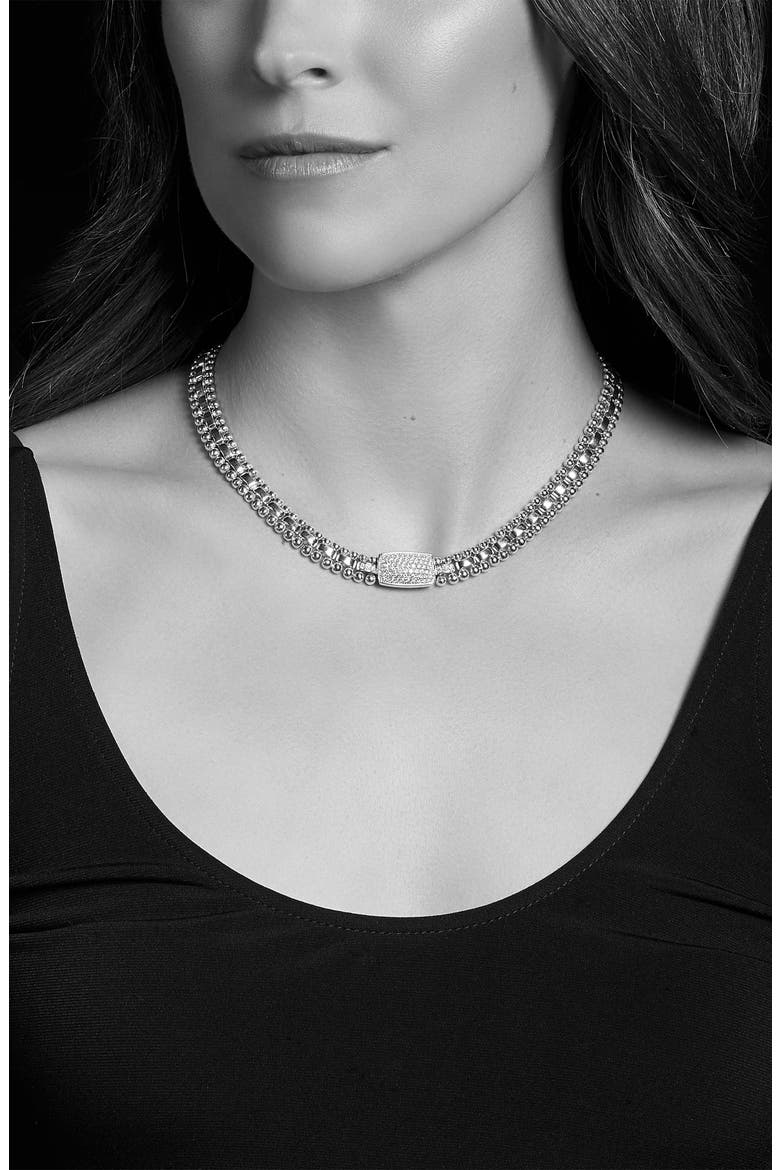 Caviar Spark Diamond Pavé Collar Necklace, Alternate, color, SILVER/ DIAMOND