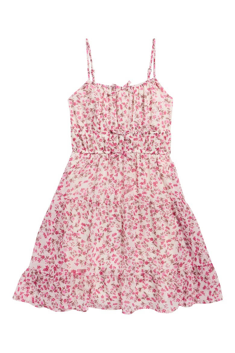 Kids' Floral Tiered Sundress, Main, color, IVORYPINK