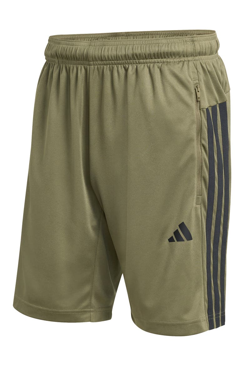 3-Stripes Performance Training Shorts, Alternate, color, OLIVE STRATA/ BLACK