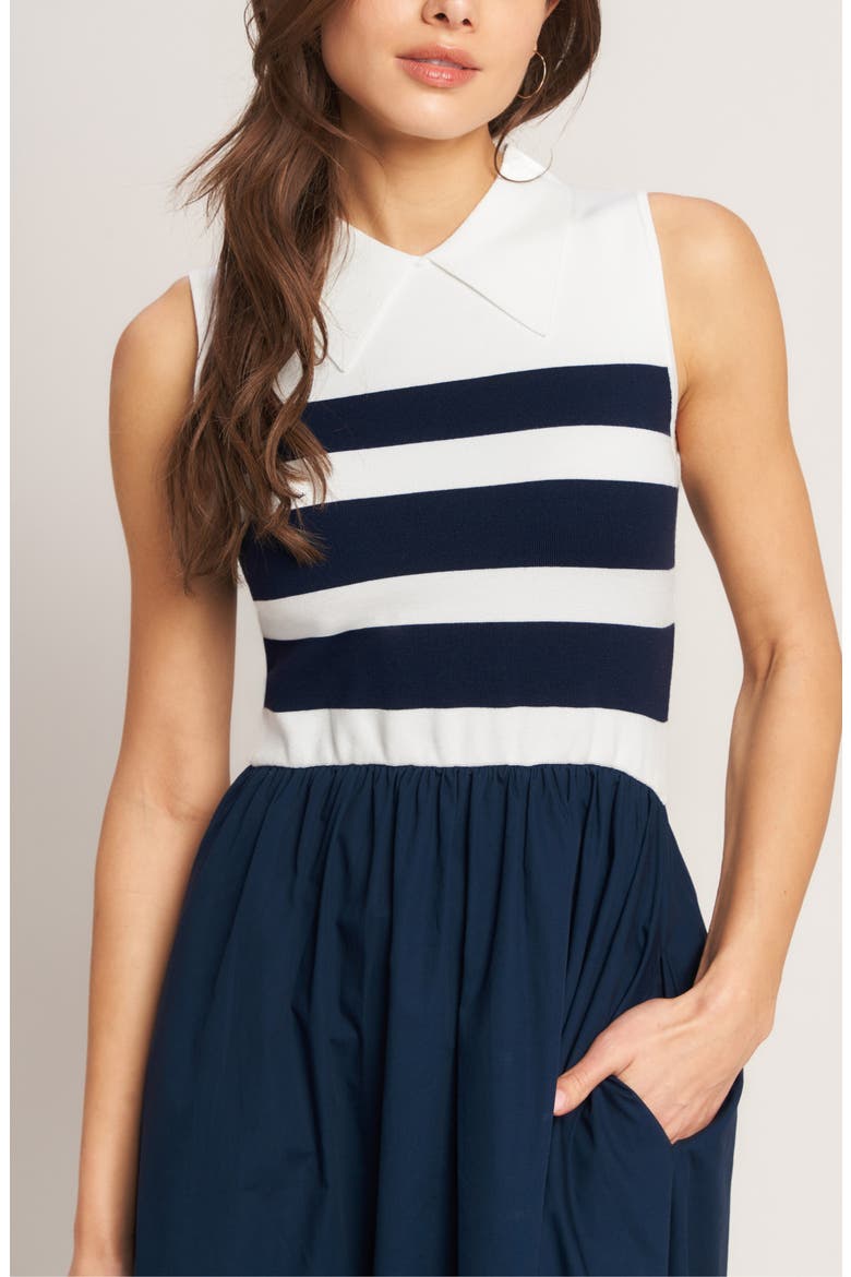 Stripe Sleeveless Twofer Maxi Dress, Alternate, color, IVORY NAVY