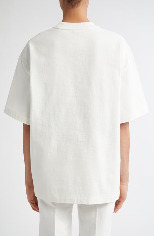 Jil Sander White Crewneck T-shirt With Tonal Logo Print On The Front In Porcelain