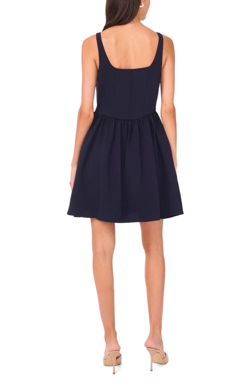 Cece Corset Bodice Fit & Flare Minidress In Blue