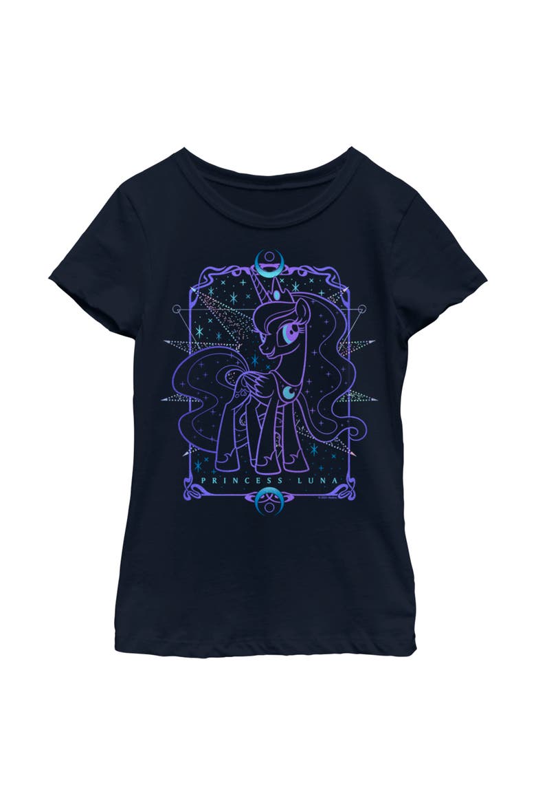 Girl's My Little Pony Princess Luna Tarot Card  Graphic T-Shirt, Main, color, Navy Blue
