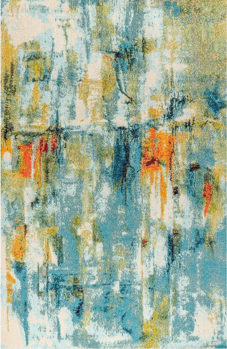 JONATHAN Y Groovy Solid Shag Area Rug, Alternate, color, Blue/Cream