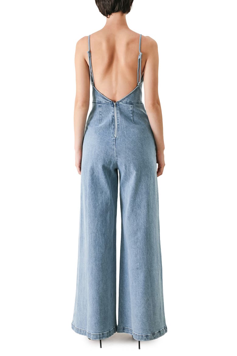 Denim Wide Leg Jumpsuit, Alternate, color, LIGHT DENIM