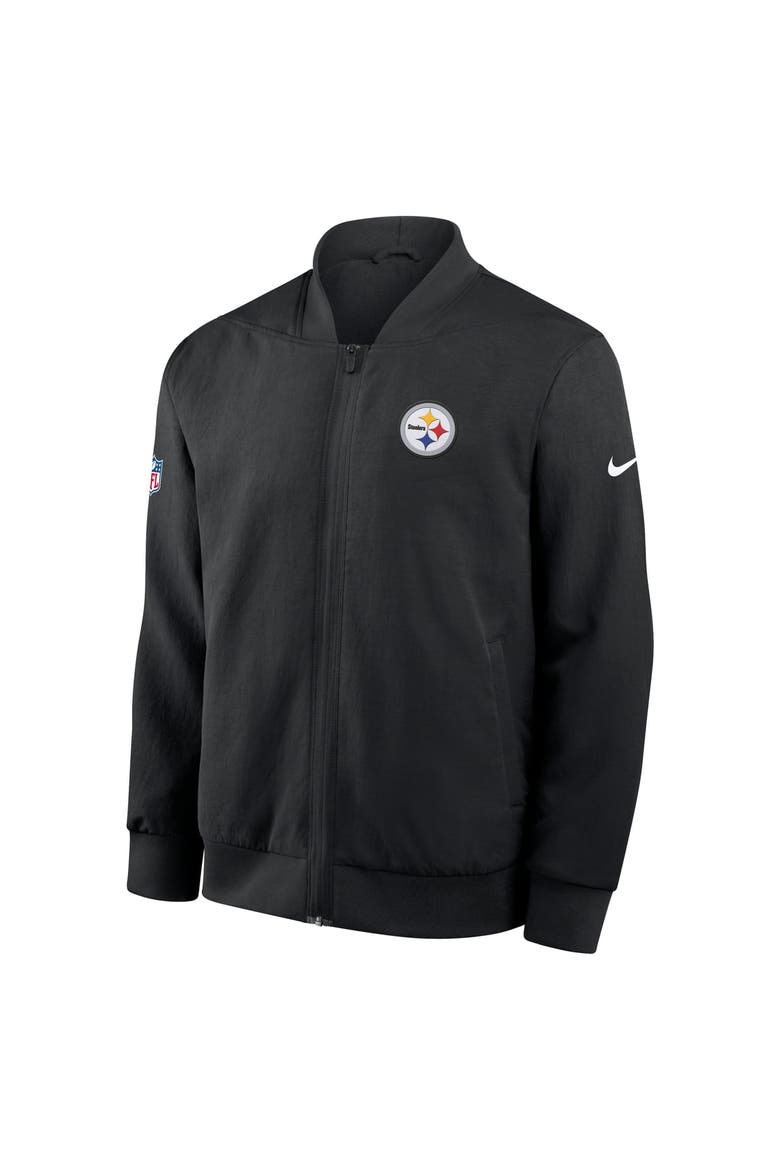 Men's Nike Black Pittsburgh Steelers Sideline Powerful Blocking Full-Zip Dri-FIT Bomber Jacket, Alternate, color, Black