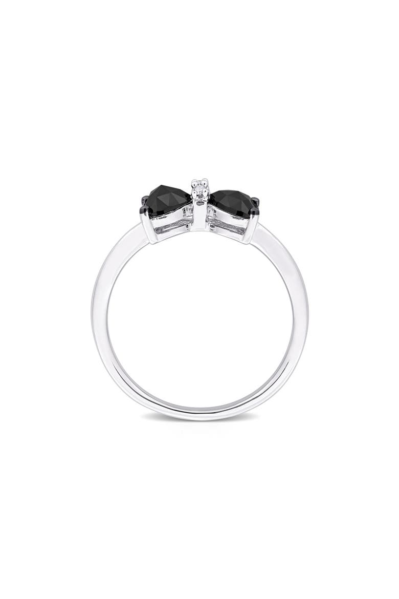 Black Diamond & White Diamond Bow Ring, Alternate, color, BLACK