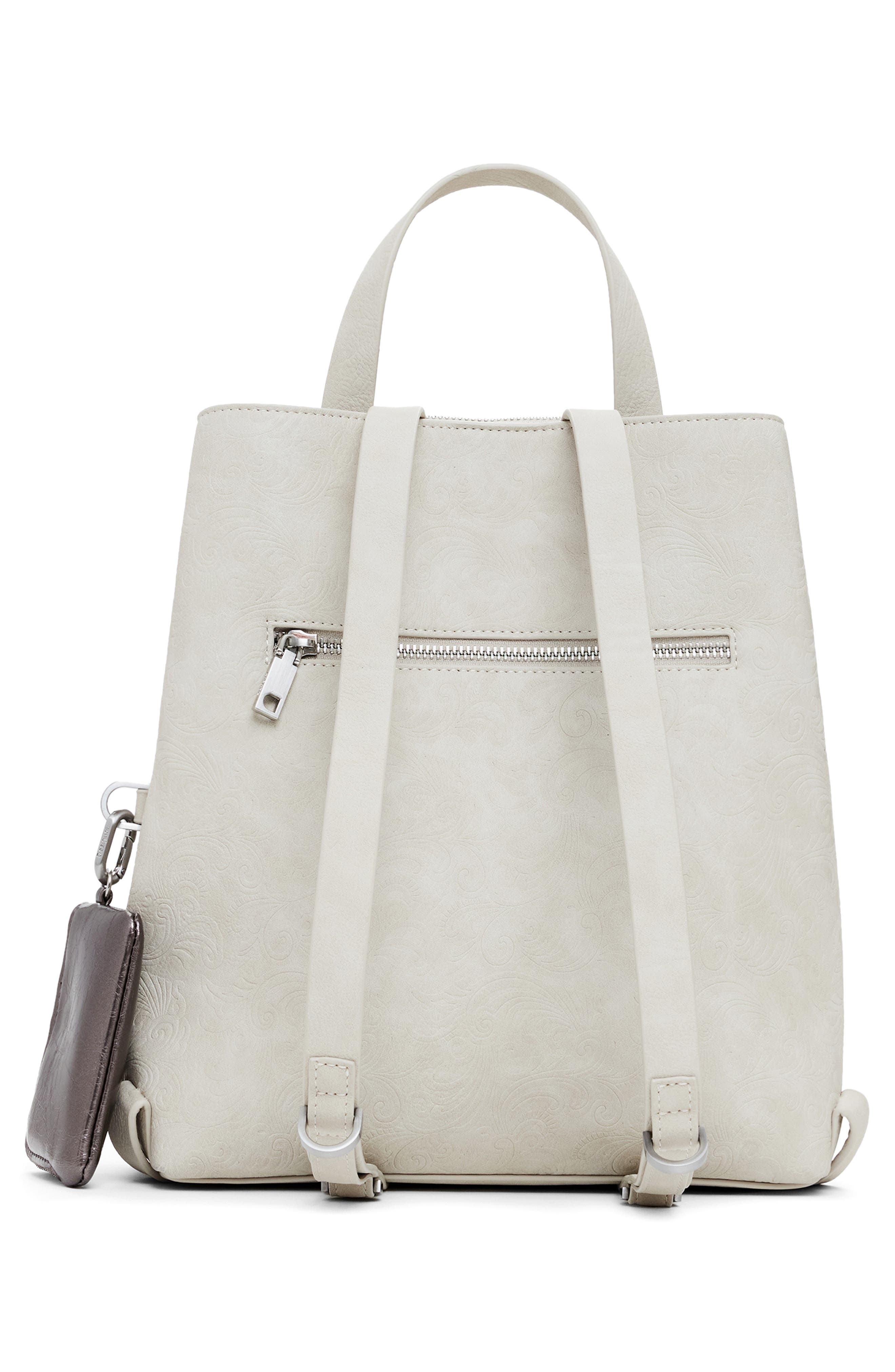 Desigual Medium Faux Leather Backpack, Alternate, color, Light Gray