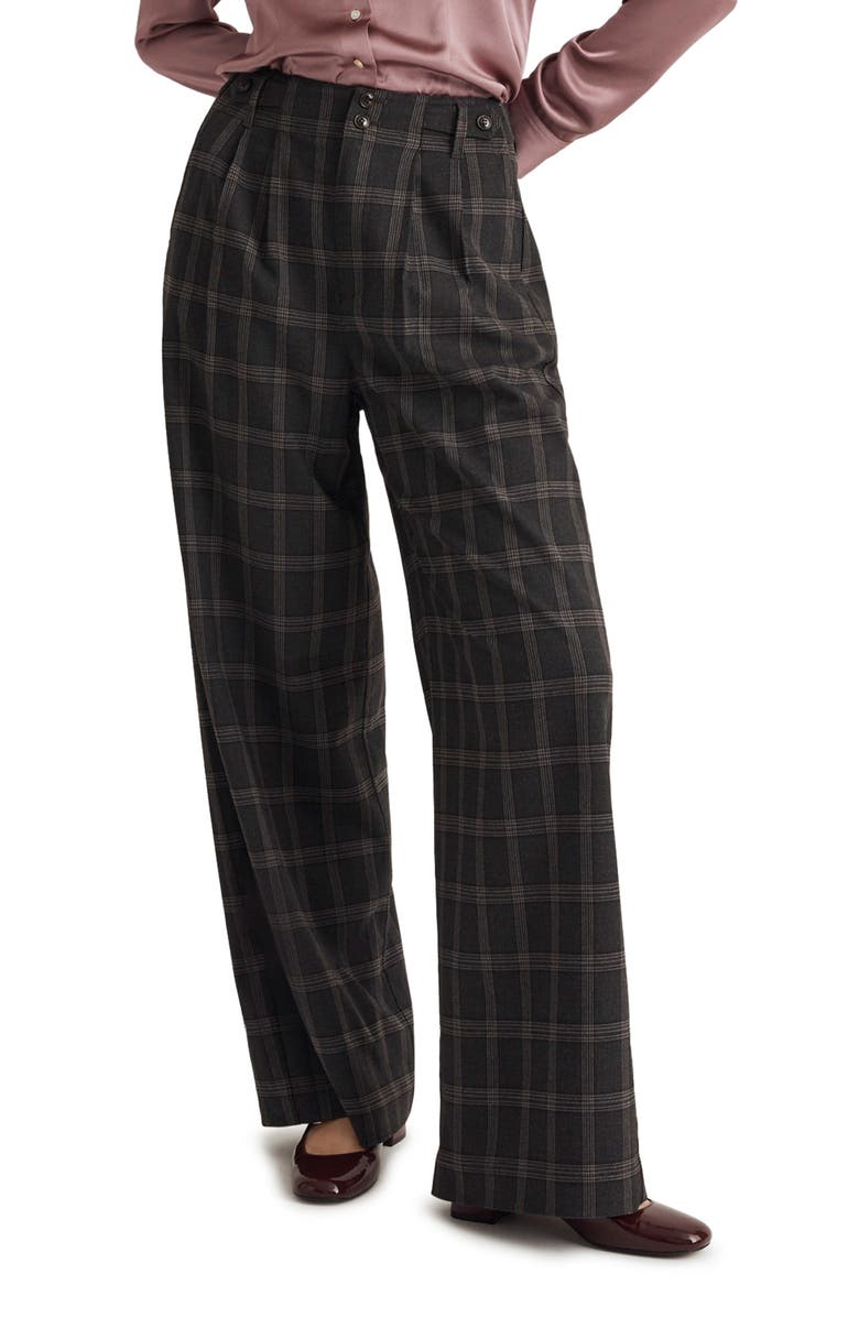Madewell The Harlow Plaid Wide Leg Pants, Main, color,