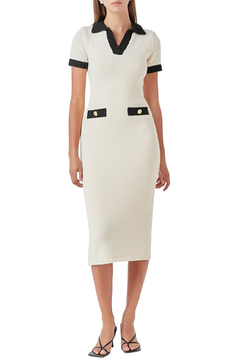 Endless Rose Contrast Trim Sweater Dress, Main, color, 