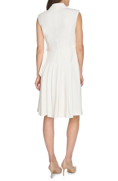 Calvin Klein Sleeveless Side Buckle Wrap Dress In White