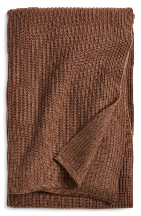 Rib Wool & Cashmere Throw Blanket