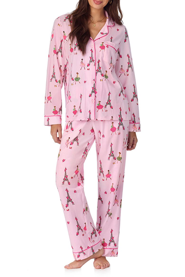 Print Stretch Jersey Pajamas, Main, color, TRES CHIC