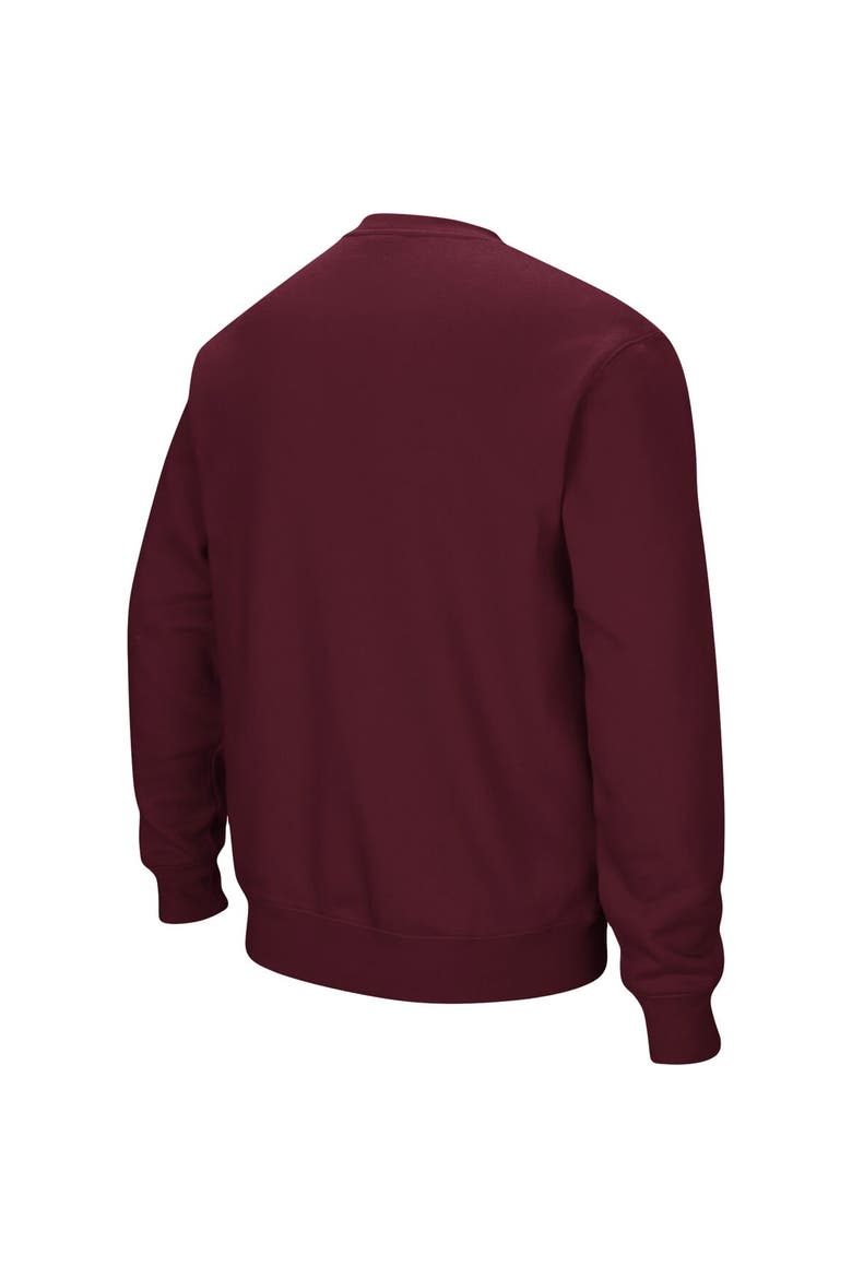 Men's Colosseum Maroon Mississippi State Bulldogs Arch & Logo Tackle Twill Pullover Sweatshirt, Alternate, color, Maroon