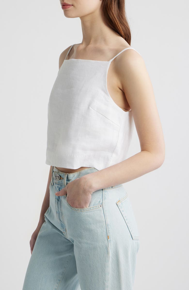 Reformation Kerri Linen Crop Tank, Alternate, color, White