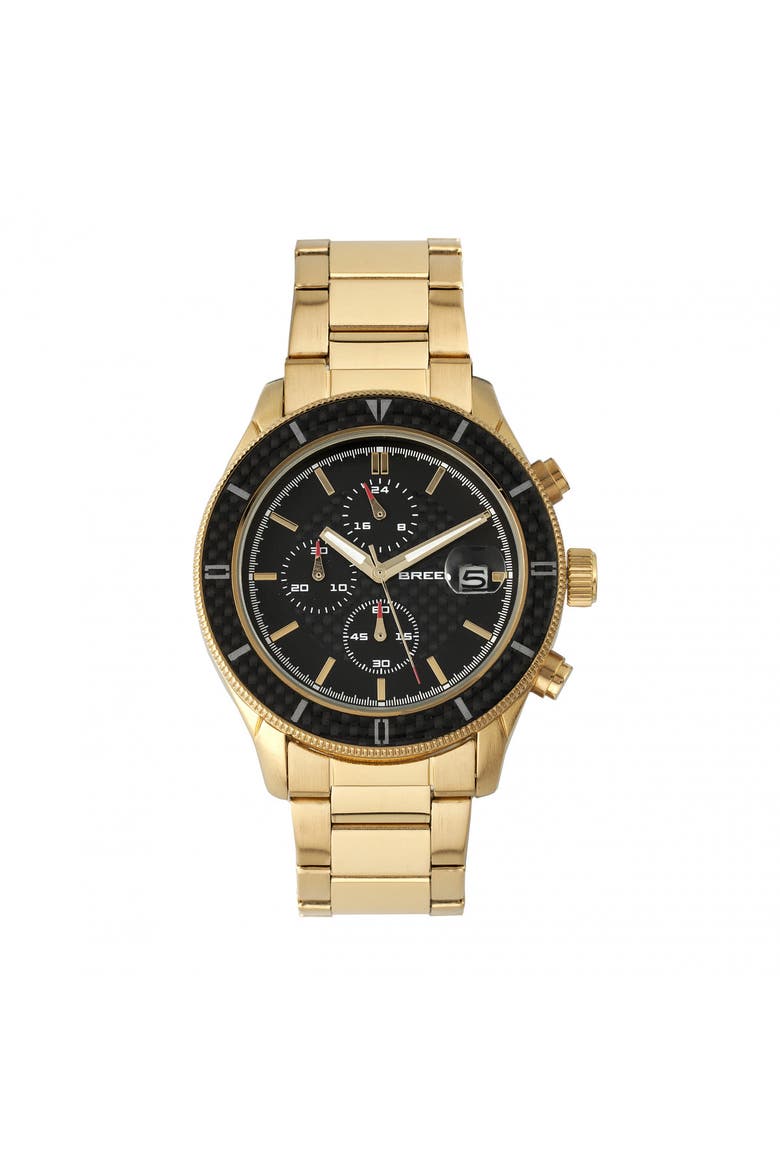 Maverick Chronograph Leather-Band Watch w/Date, Main, color, Gold