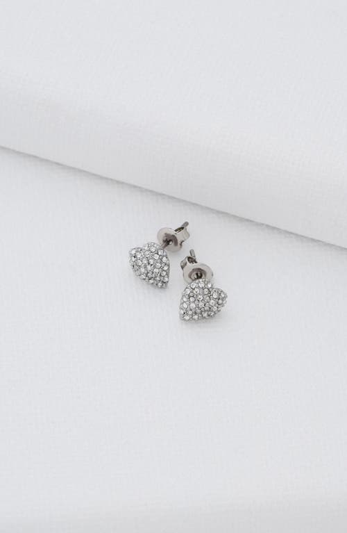 Ted Baker Adoraa Pavé Crystal Sweetheart Stud Earrings In Silver Tone/clear Crystal