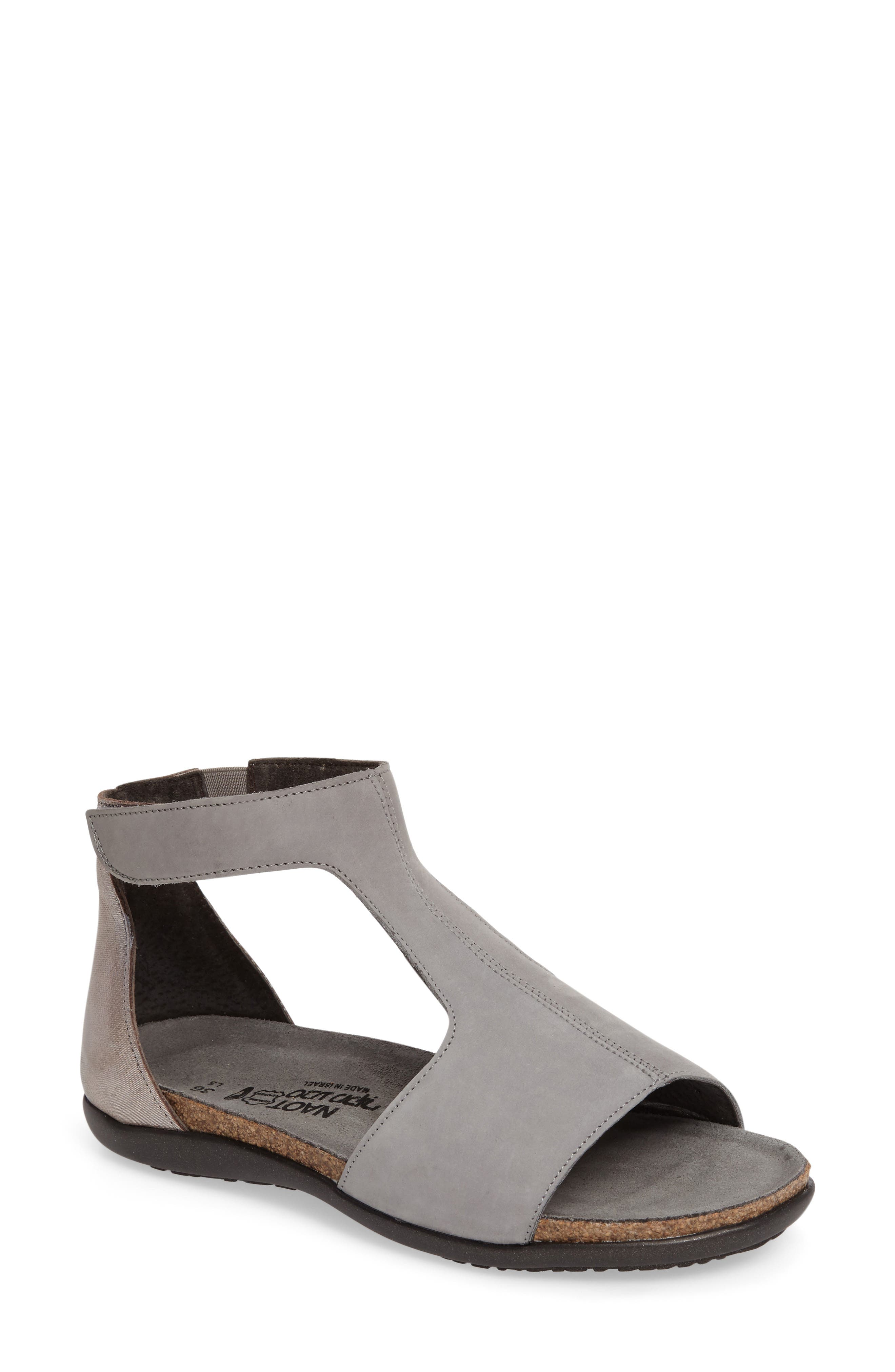 Nala Sandal, Main, color, GREY/ SILVER NUBUCK LEATHER