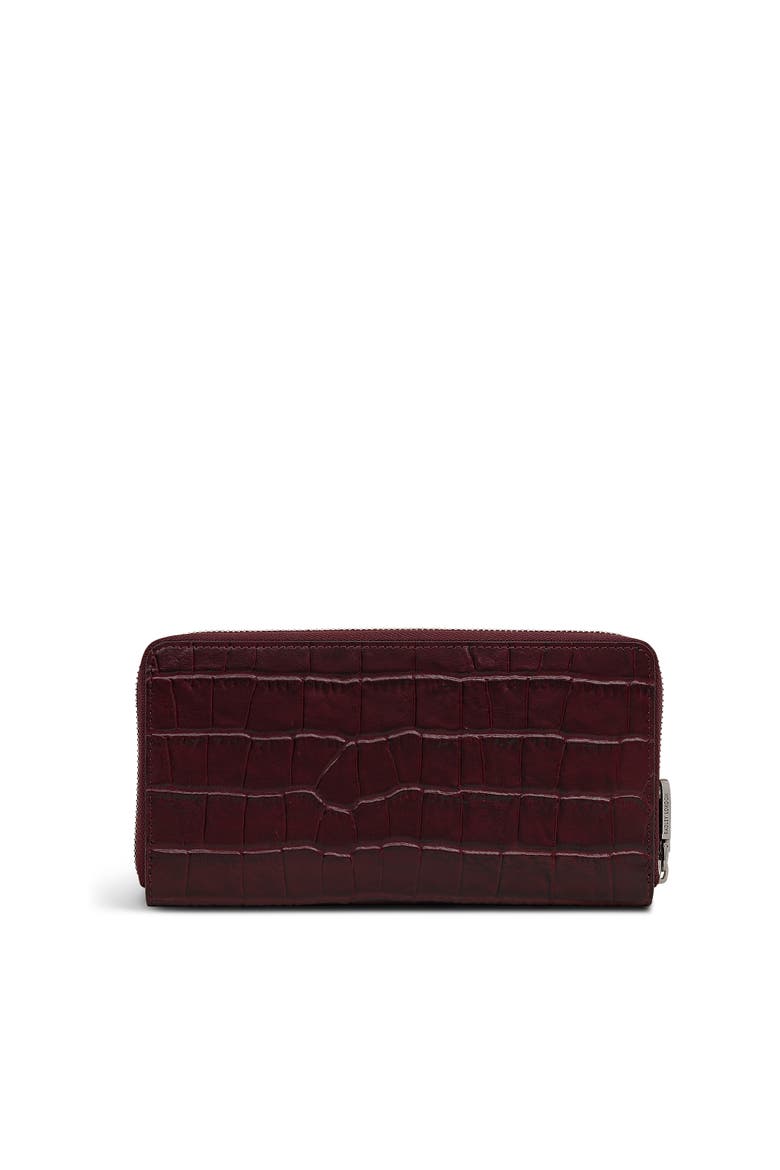 Dukes Place - Faux Croc Large Zip Around Wallet, Alternate, color, Dark Cherry