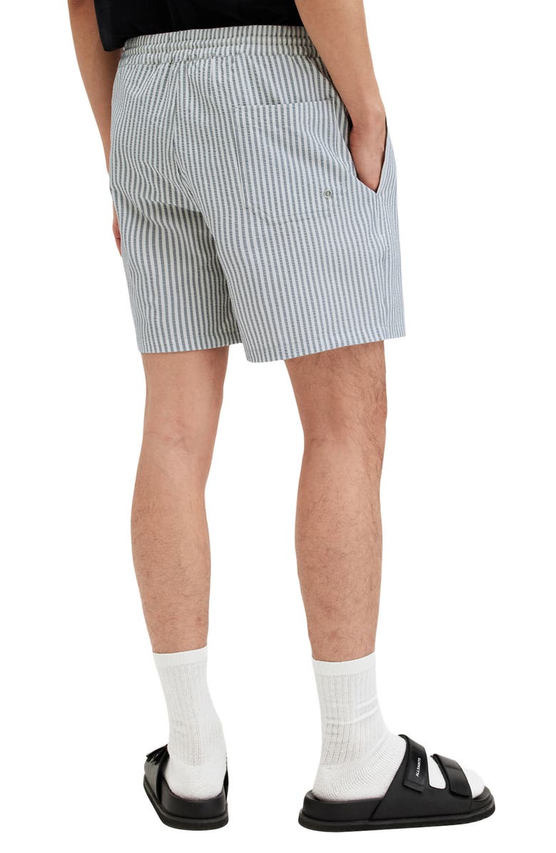 AllSaints Warden Stripe Swim Trunks, Alternate, color, White/ Blue