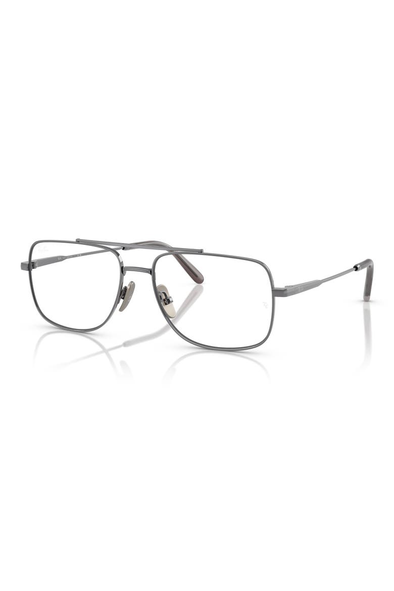 58mm Square Optical Glasses, Alternate, color, GUNMETAL