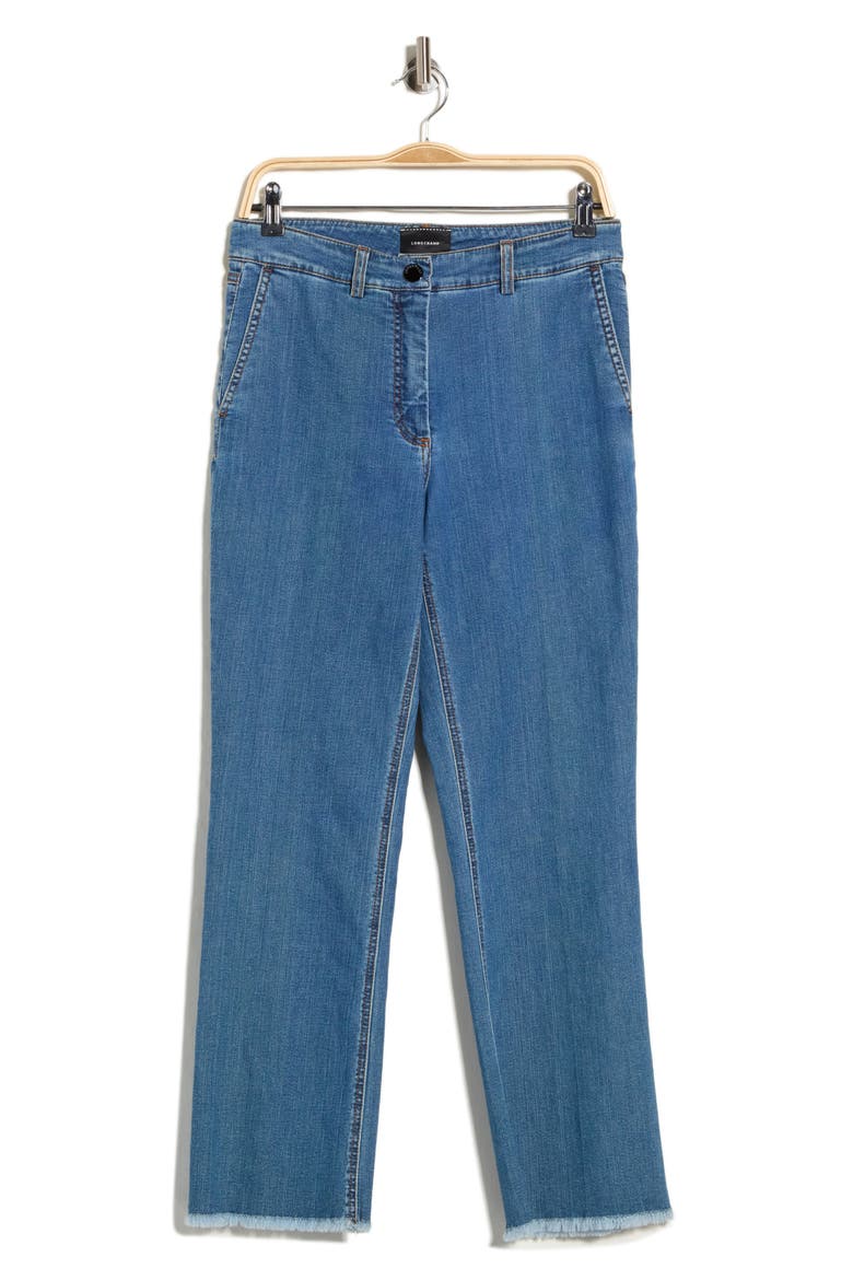 Raw Hem High Waist Trousers, Main, color, DENIM