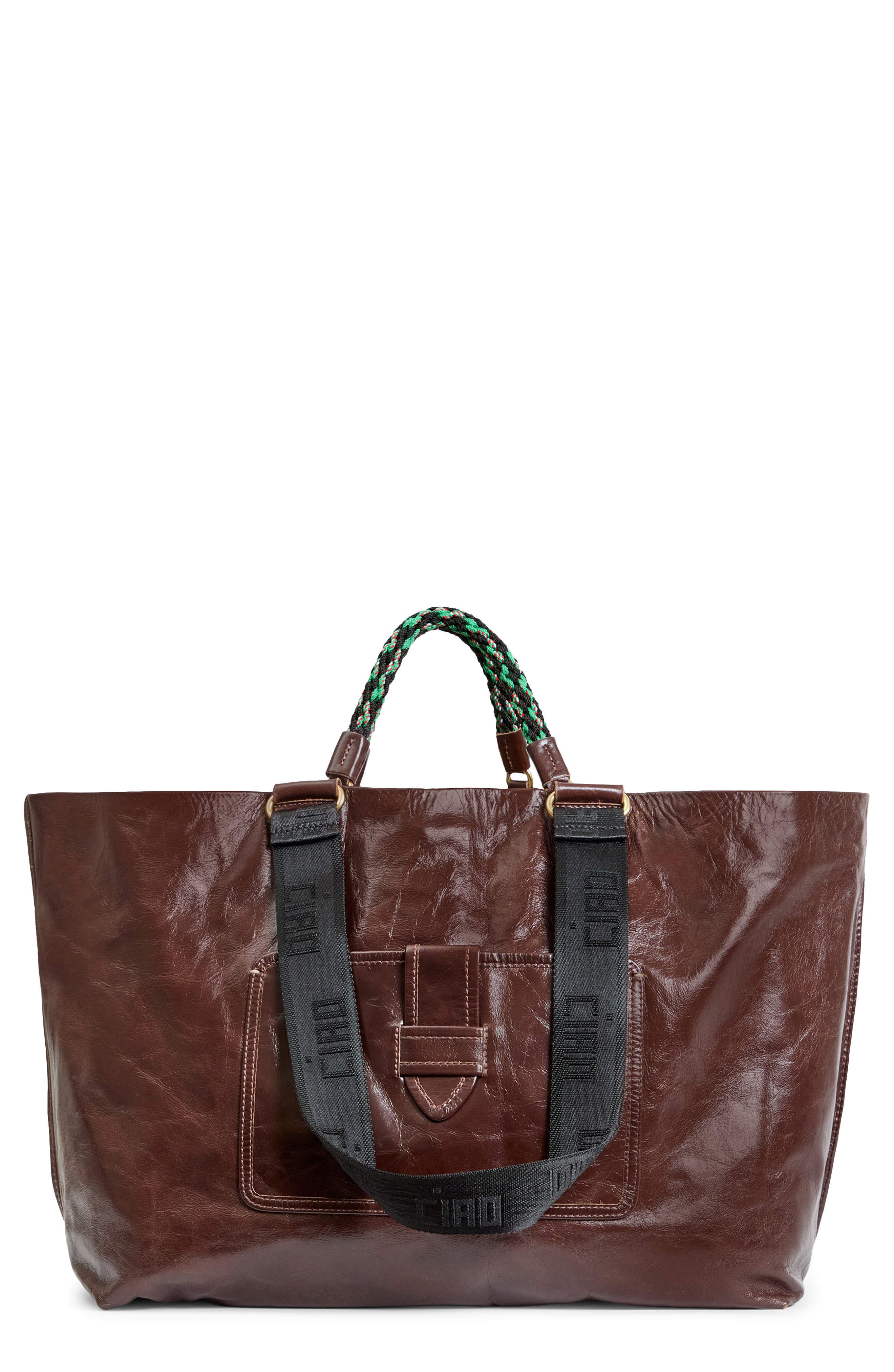 Clare V. Grande Bateau Leather Tote, Main, color, Mocha