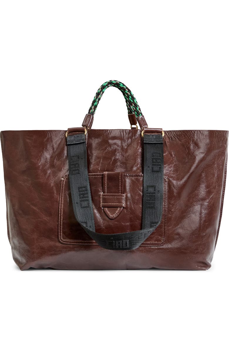 Clare V. Grande Bateau Leather Tote, Main, color, Mocha